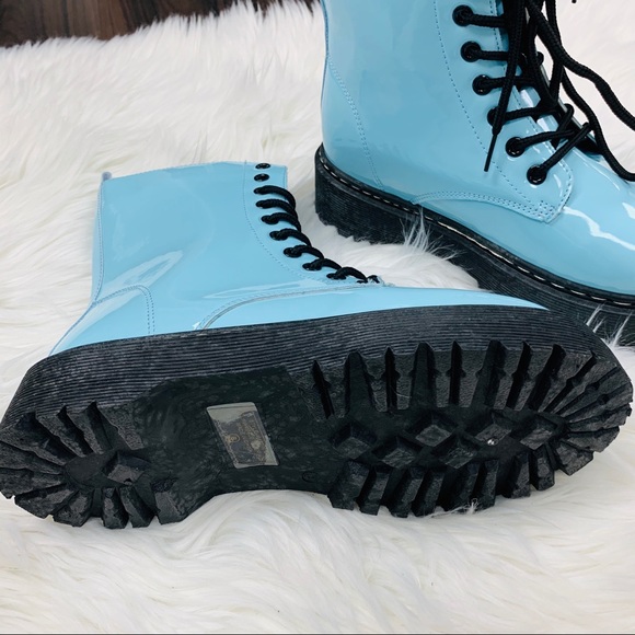 Lt blue patent combat boot - Picture 5 of 8